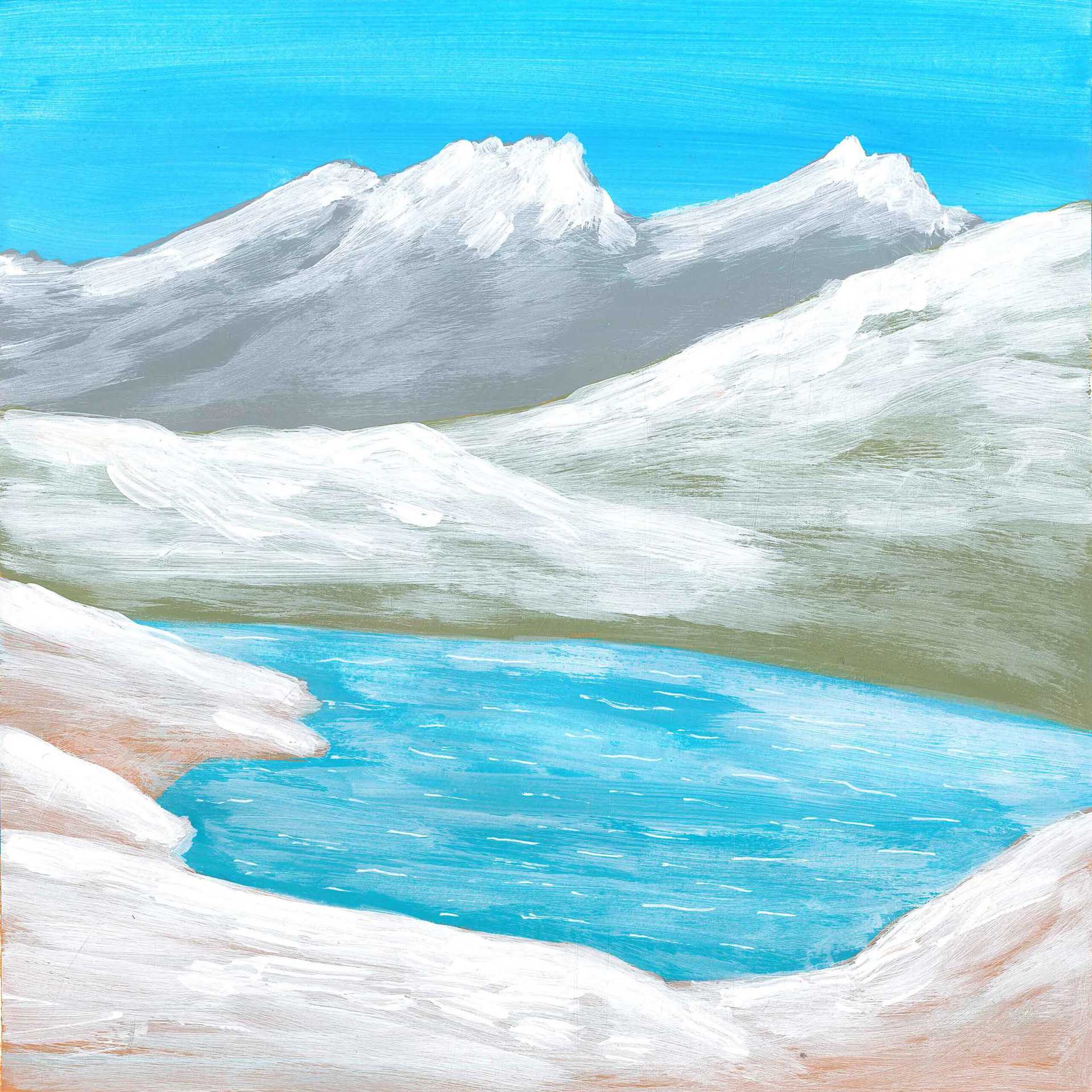 Ice on Graubünden Lake - nature landscape painting - earth.fm