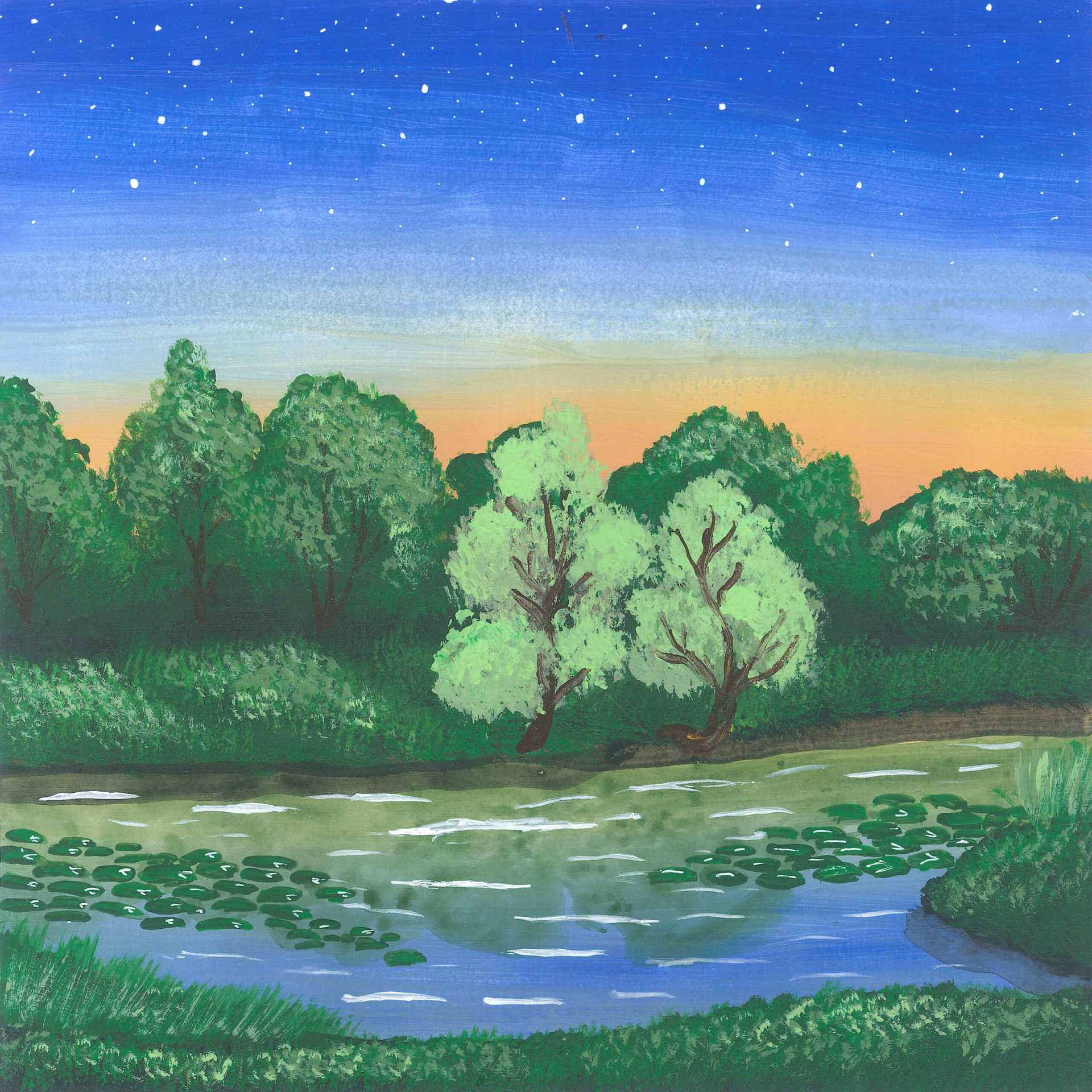 Spring Peepers in Concert - nature landscape painting - earth.fm