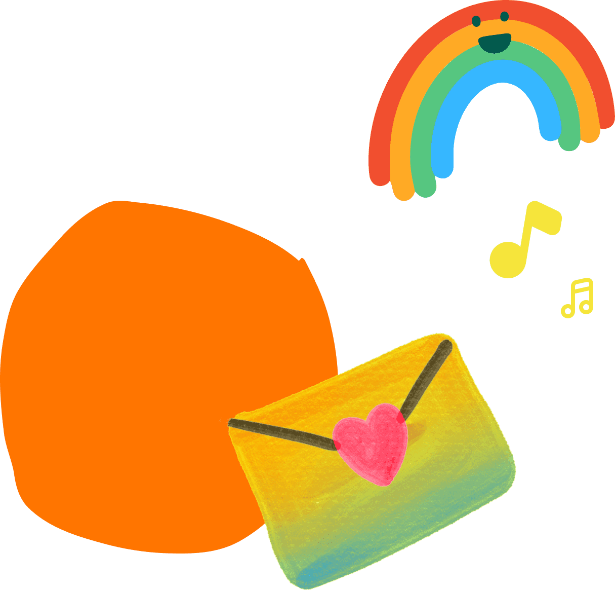 a colorful illustration of an envelope and a rainbow