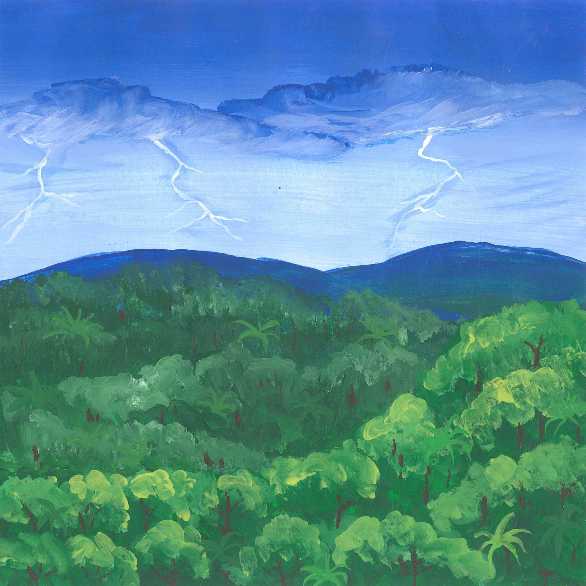 Thunderstorm at Dusk in the Sumatra Rainforest - nature landscape painting - earth.fm