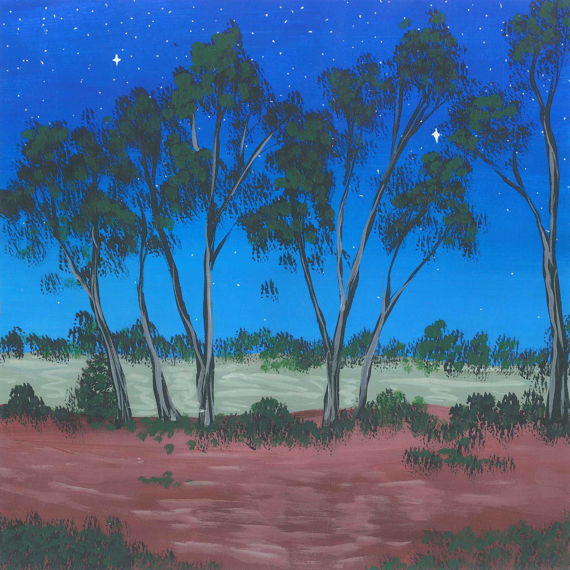 Riverine Forest by Night - nature landscape painting - earth.fm