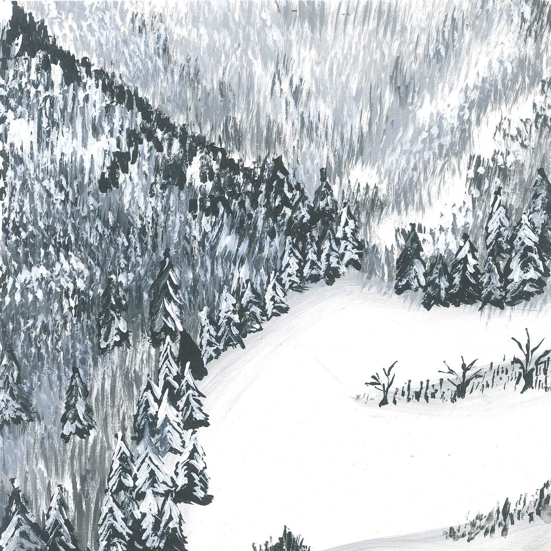 Winter Wind in Snowy Forest - nature landscape painting - earth.fm